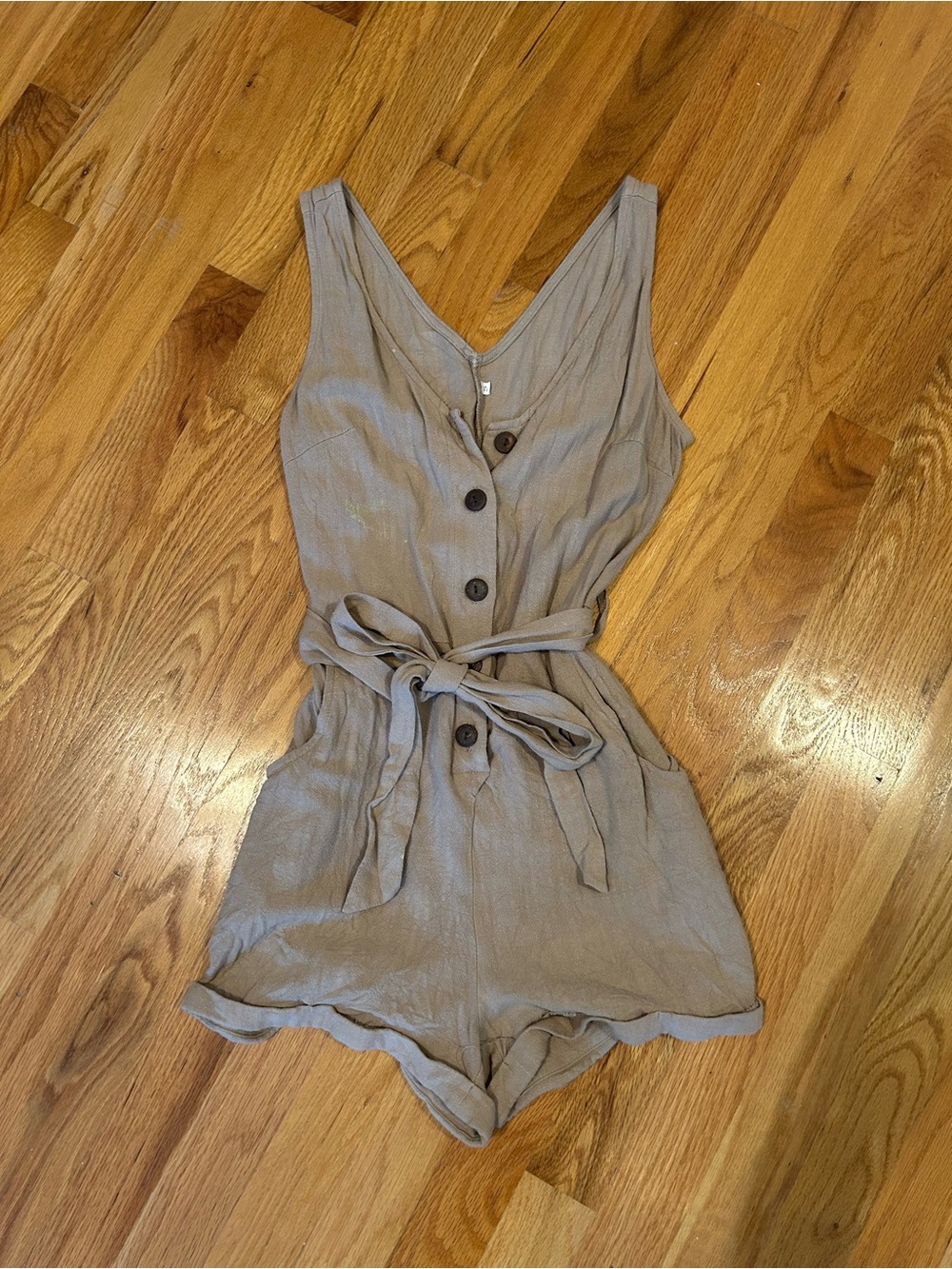 Belted shorts romper